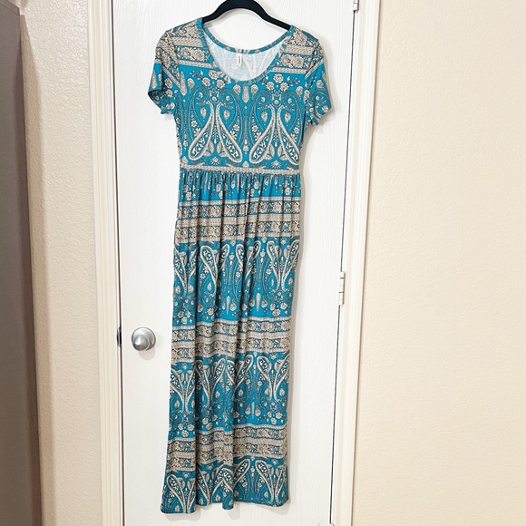 [DB Moon] Paisley Print Maxi Dress Beachy Boho Festival School Size Small - Picture 1 of 9